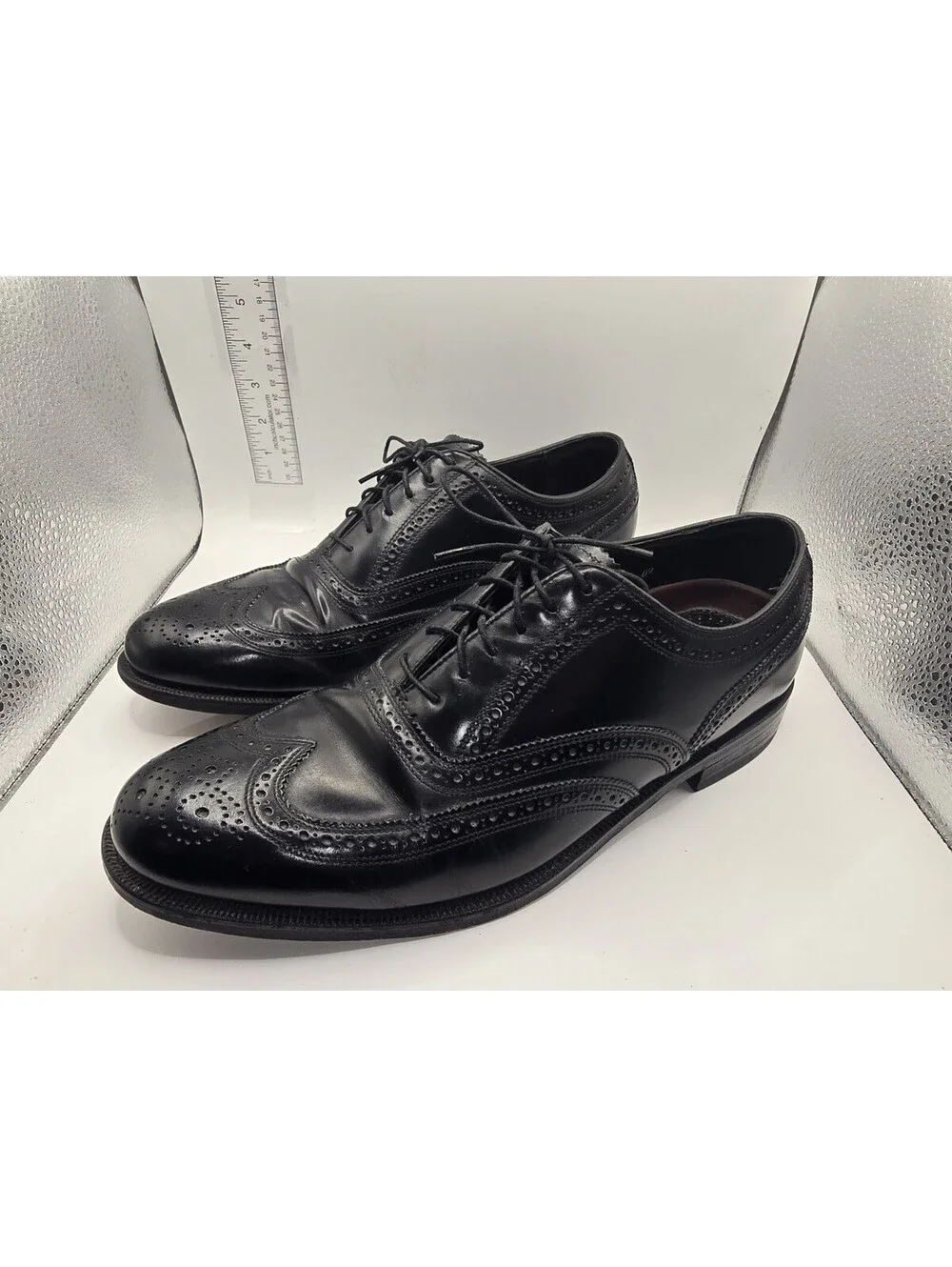 Florsheim Lexington Size 11 D Men's Black Leather Upper Wingtip Oxford Shoes